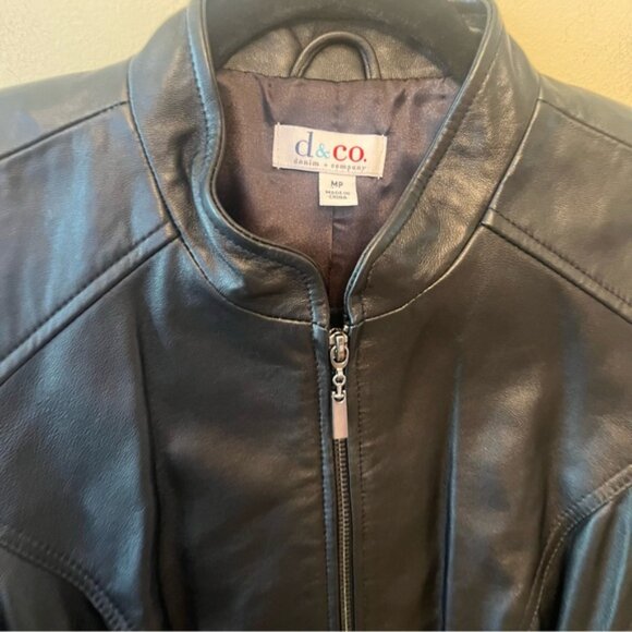 Denim & Company Black Leather Jacket Women's Size Medium Petite - Picture 2 of 5